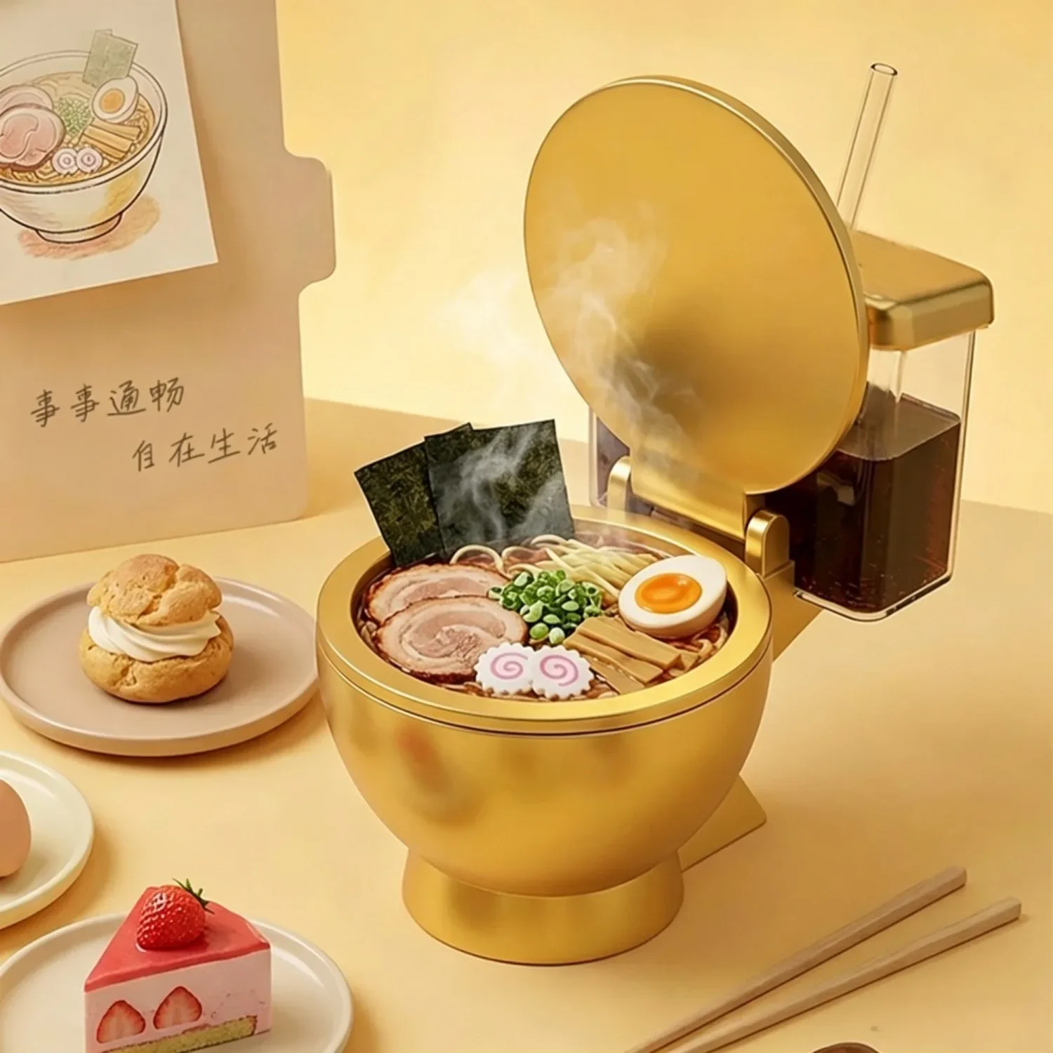 Large Ceramic Humorous Toilet Shaped Smiley Noodle Bowl In Stock Gag Gift For Office Dorm Desk Decor Silly Fun Birthday Surprise