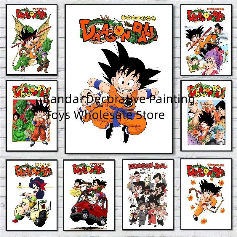 High Quality Vintage Anime Figures Dragon Ball Z Super Saiyan Goku Gohan Vegeta Art Canvas Painting Poster Decorative Paintings