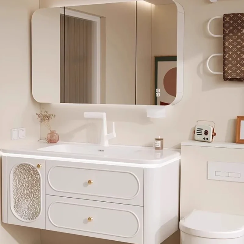 

Vintage Wood Bathroom Cabinet Integrated Shelf Storage Organizer Bathroom Cabinet Mirror Replica Vestidores Salon Furniture