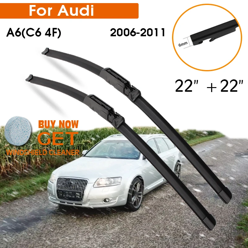 

Car Wiper Blade For Audi A6(C6 4F) 2006-2011 Windshield Rubber Silicon Refill Front Window Wiper 22"+22" LHD RHD Auto Accessorie