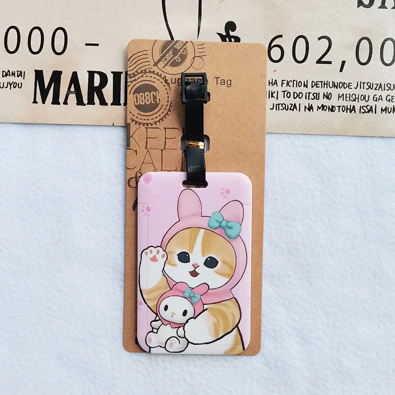 New Creative Kawaii Cat Luggage Tag Suitcase ID Address Card Holder Travel Essentials Portable Carrier Name Tag Knapsack Pendent