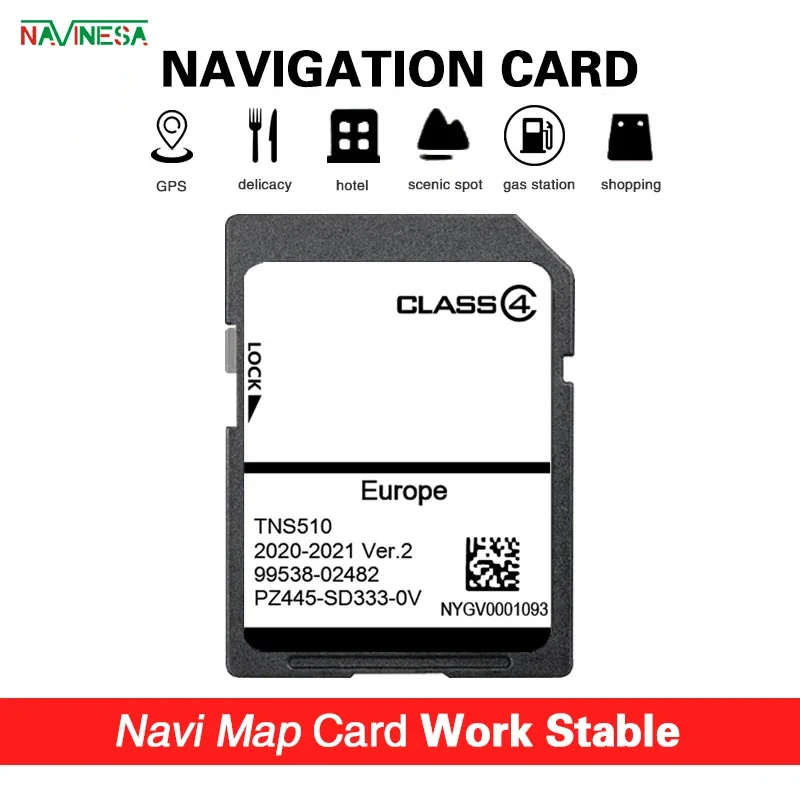 Echt voor Toyota TNS510 Satellietnavigatie SAT NAV 2020-2021 SD-kaart PZ445-SW333-0V Versie2