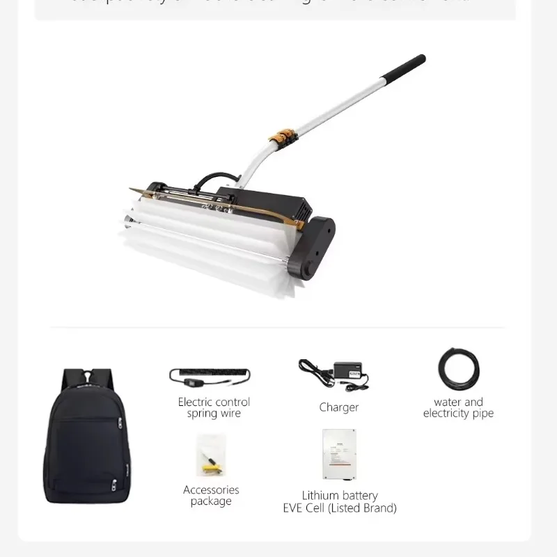 Electric Solar Panel Cleaning Brush Long Handle Rolling Brush 24V Lithium Iron Phosphate Battery 26AH 10A Current