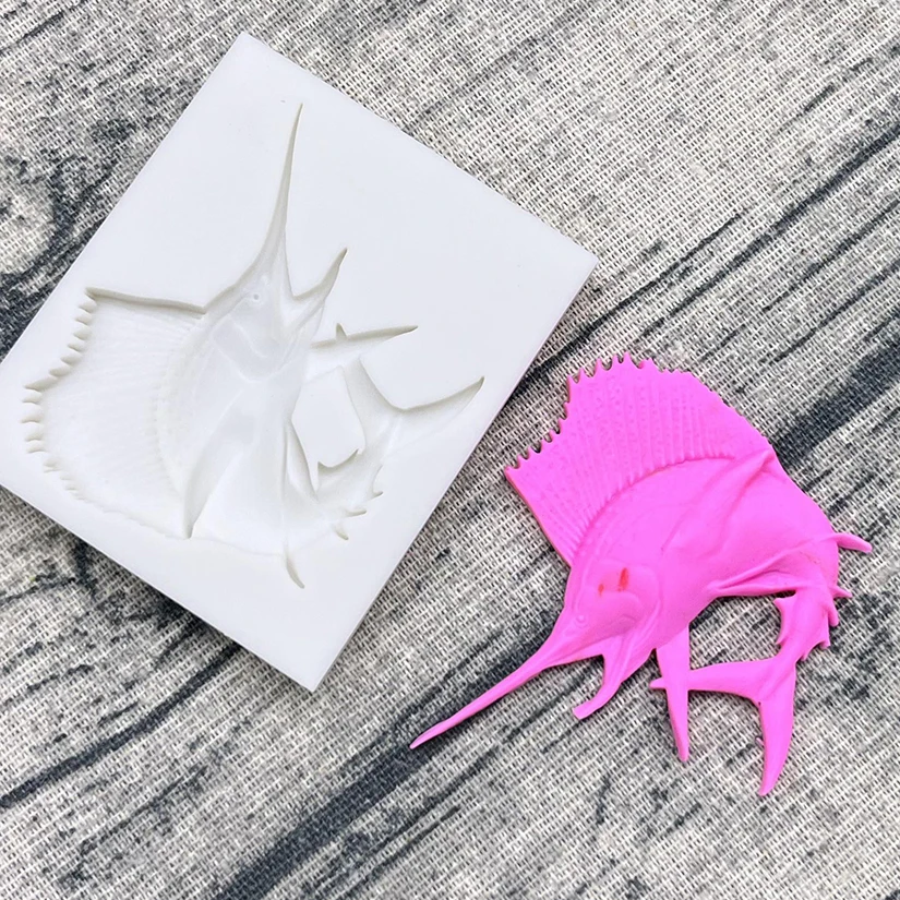 Swordfish SailfisSea Fish Silicone Sugarcraft Mold Fondant Cake Decorating Tools Candy Clay Cupcake Chocolate Baking Mold