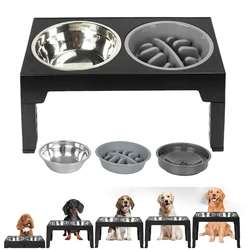 Elevated Dog Feeder with Adjustable Raised Stand, Slow Food Bowl, Water Feeders for Large and Medium Dogs