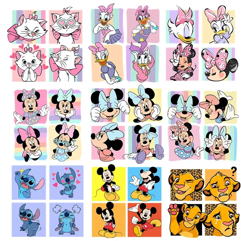 Disney Stitch Marie Cat Daisy Duck Cute Patches for Clothes Mickey Minnie Vynil Heat Transfer Stickers Iron on for Women T shirt