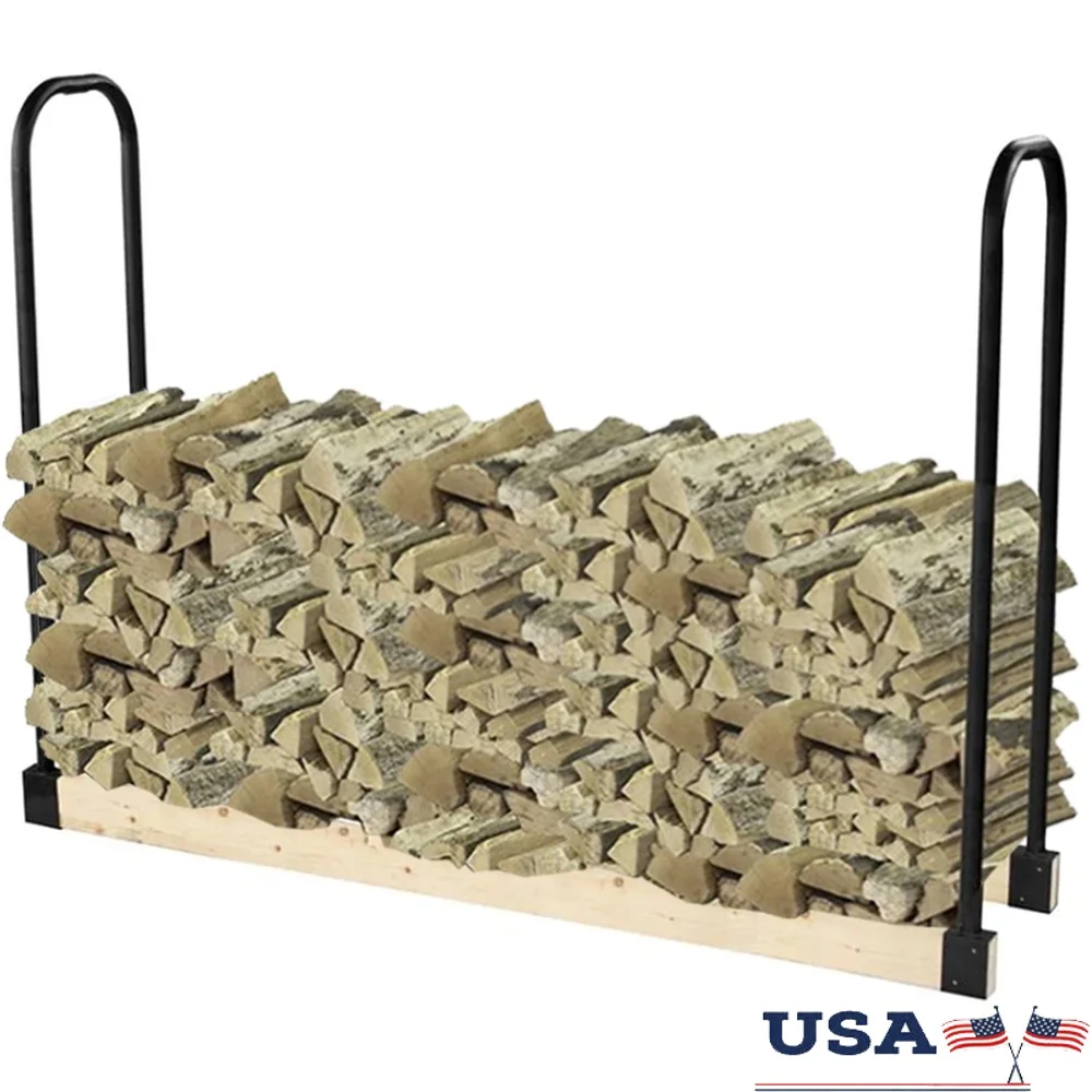 

Outdoor Adjustable Steel Log Rack Firewood Storage Brackets Customizable Width Heavy Duty Construction Outdoor Use