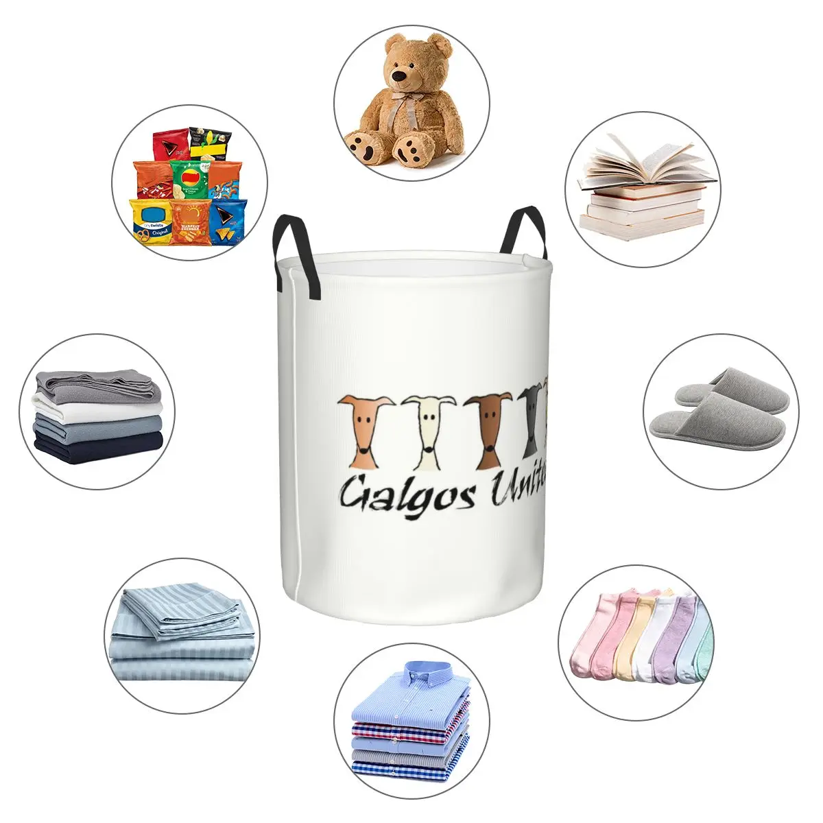 Custom Galgos United Greyhound Laundry Basket Whippet Sighthound Dog Baby Hamper for Nursery Toys Organizer Storage Bins