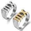 Street Style Stainless Steel Minimalist Roman Numeral Men's and Women's Ring size 7-15