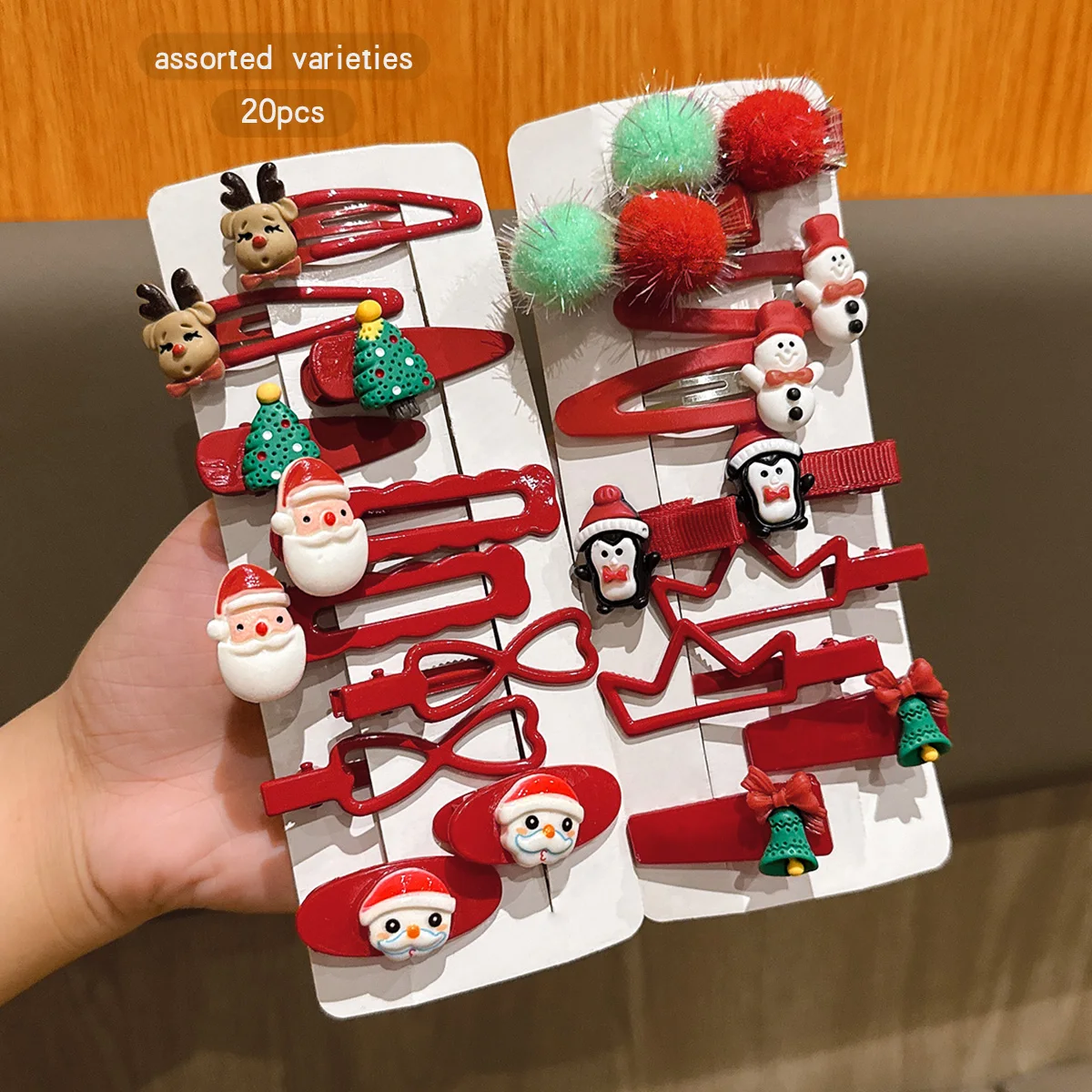 

20 милых и милых универсальных красных рождественских заколок для волос с героями мультфильмов, зажим BB