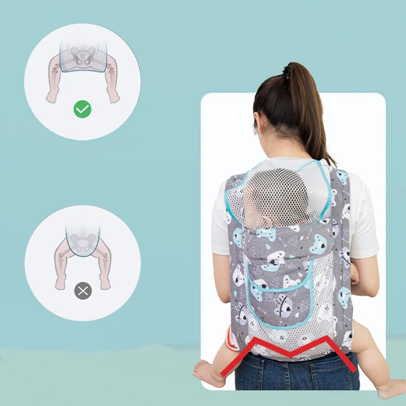 Babytrage, verstellbar, vordere Umarmung, horizontale Umarmung, ergonomisch, niedlich bedruckt, atmungsaktiv, für Neugeborene, Gürteltrage, Outdoor-Tragewerkzeug