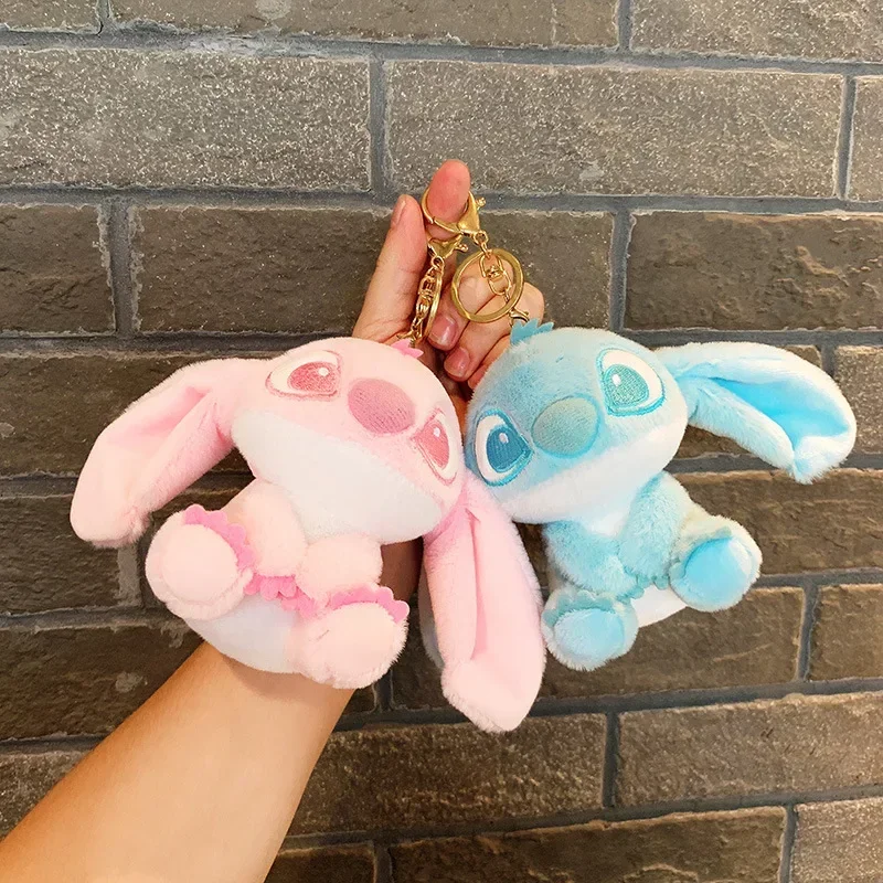 LLavero de peluche de Stitch, figura de Anime de Disney, colgante para mochila escolar, muñecos de peluche bonitos, llaveros de juguete, regalos del Día de San Valentín, 1 ud.