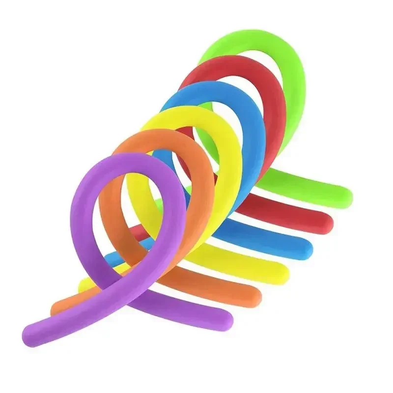 6Pcs Stretchy Noodle String Neon Kids Childrens Fidget Stress Relief Sensory Toy Decompression Elastic Rope Anti-Anxiety Toys