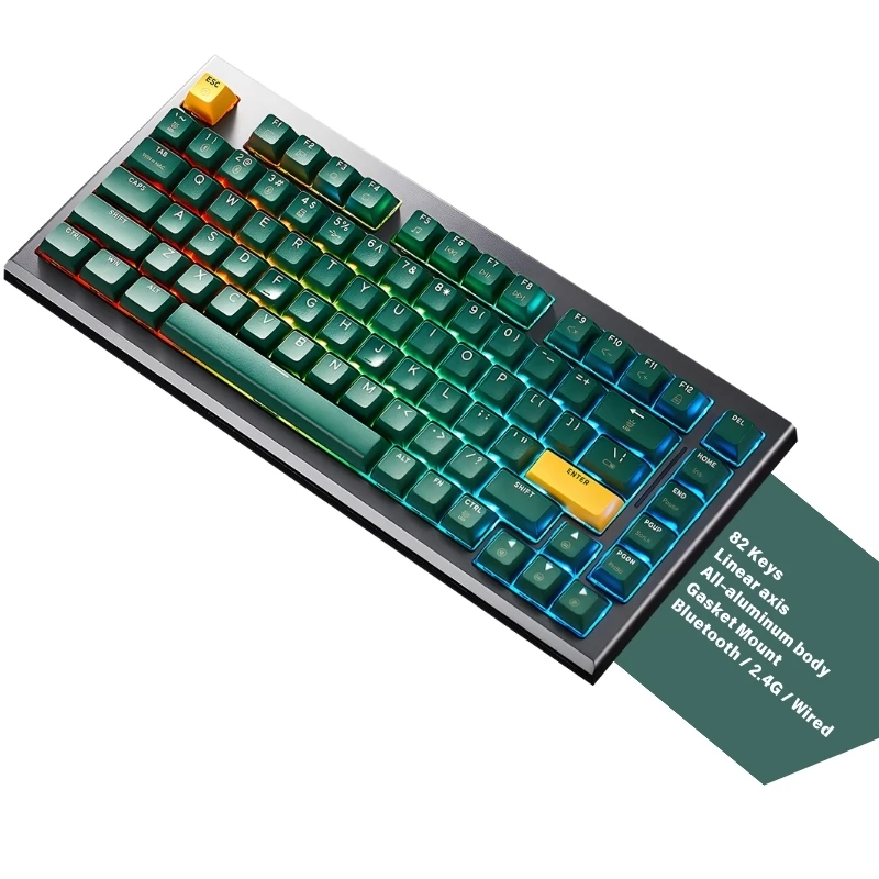 82 Keys Hot-swappable Gasket Mount Linear Axis PBT Keycaps High Return Rate All-aluminum Body Gaming  Mechanical Keyboard