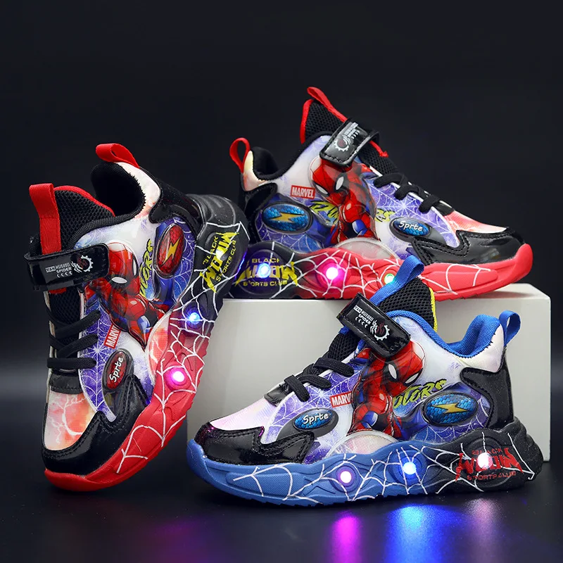 

Spider-man Hot Sales LED Baby Casual Sneakers Outdoor Lighted Infant Tennis Toddlers Cartoon Baby Girls Boys Shoes