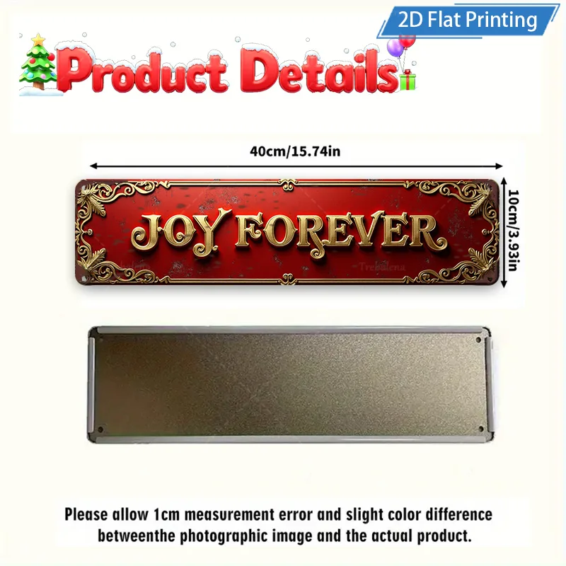 [2D FLAT] علامة معدنية مكونة من قطعة واحدة، علامة معدنية عتيقة مقاس 4 × 16 بوصة لديكور عيد الميلاد