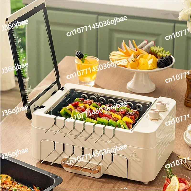 Multi Functional Smoke-free Electric Grill, Electric Baking Tray, Fully Automatic Rotating Barbecue Pot, Integrated Pot