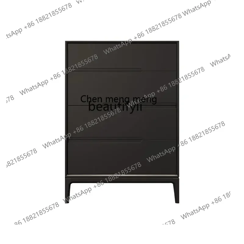ss7486 Retro Style Black Three Four Five Chest of Drawers  Modern Solid Wood Paint Chest of Drawer Minimalist Bedroom Storage Ca