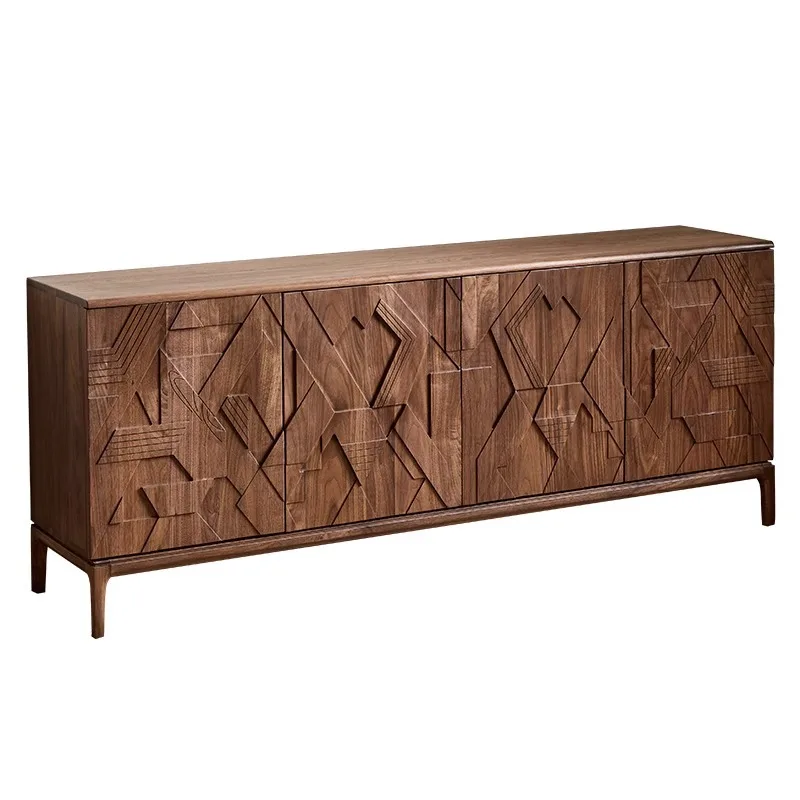 North American black walnut solid wood bedroom locker light luxury high TV cabinet
