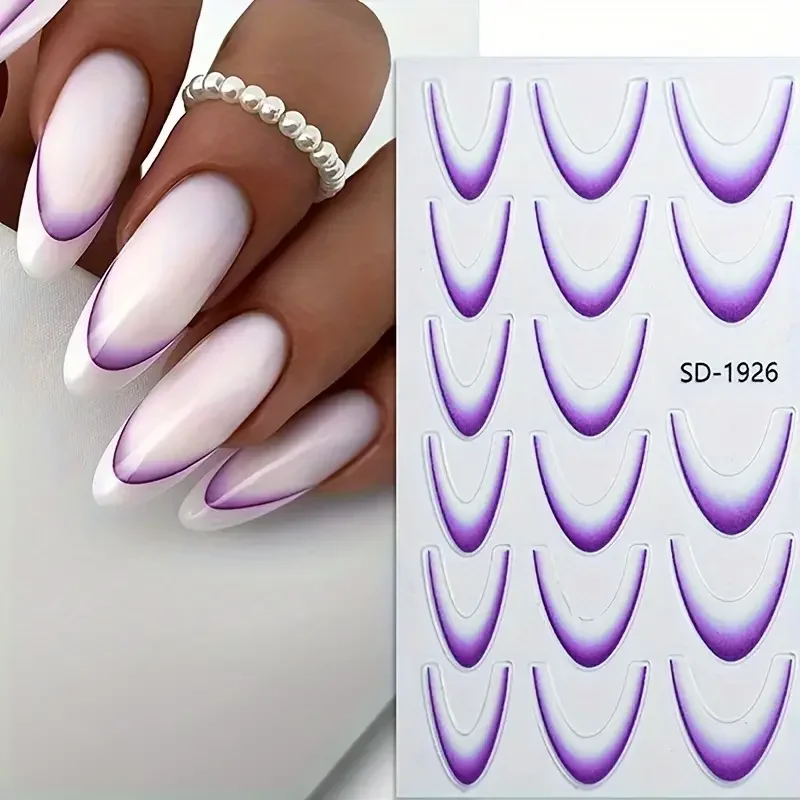 French Thin and Tough Nail Stickers Waterproof Solid Color Nail Stickers Gradient French Nail Stickers 12 Color for women&Girl