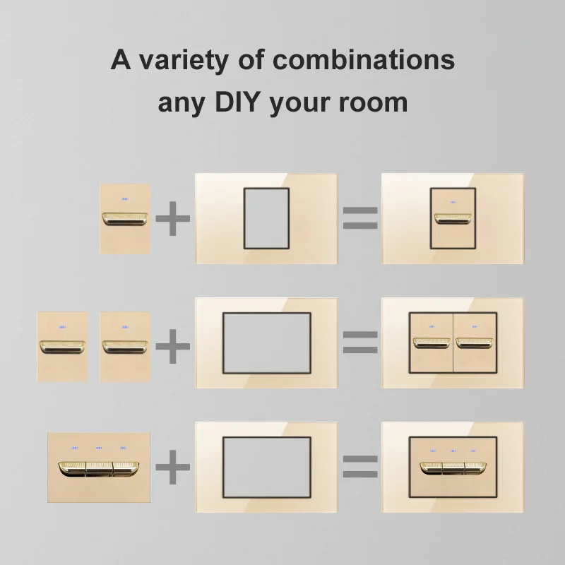 YINKA Tempering Glass Wall Light Switch Dual USB Outlet Wall SOCKET EU/บราซิลซ็อกเก็ต US มาตรฐาน 220V dimmer SOCKET 118 มม.* 72 มม.