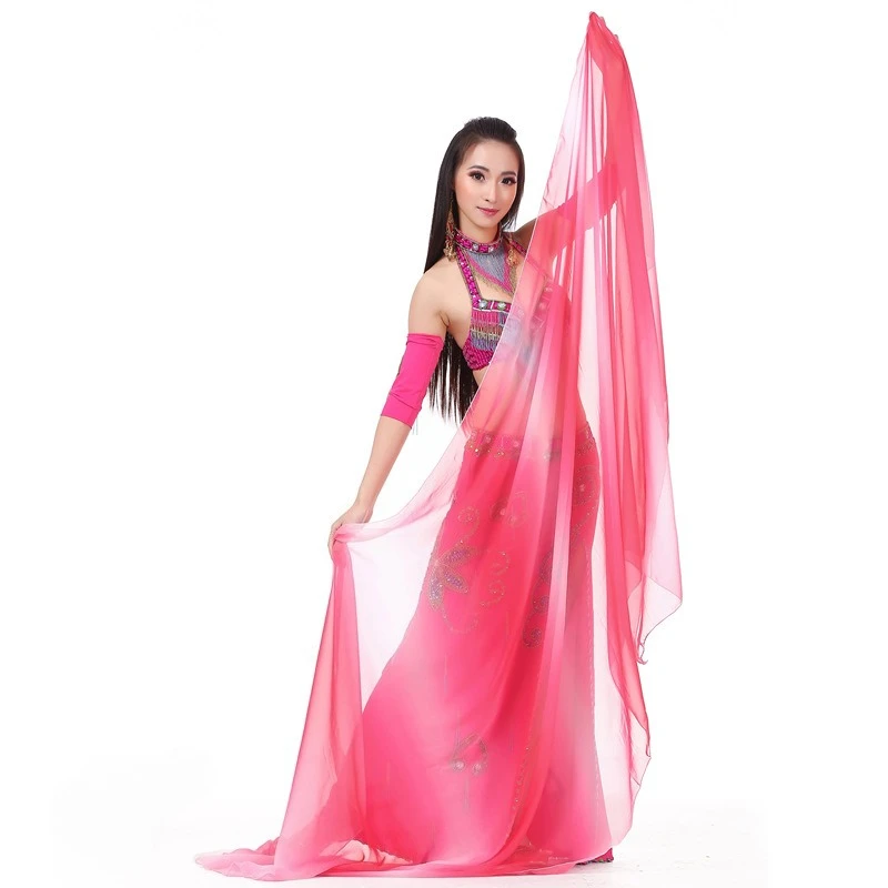 customized 250x120cm Simulated silk scarf belly dance costume performance costume Eastern dance scarf dance
