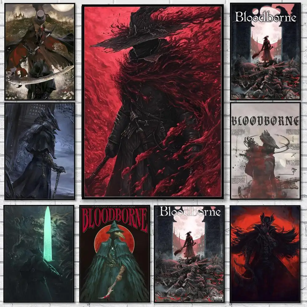 Dark Hunter B-Bloodborne Game Classic Anime Waterproof HD Wall Sticker Self-Adhesive Art Poster Fade Resistant Home Room Decor