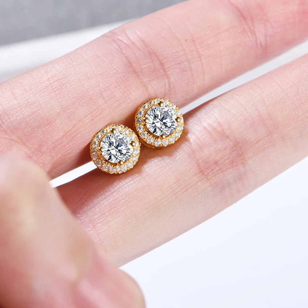CHARMING Classic Shining Round 1CT Moissanite Earring 925 Sterling Silver for Women Party Gift Daily Jewelry Wedding Anniversary