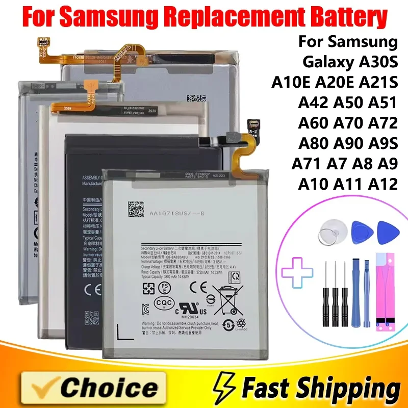 5000mAh replacement phone battery+tool, suitable for Samsung phone Galaxy A30S A10E 20E A21S A42 A50 A51 A60 A70 72 80 90 A9S A7