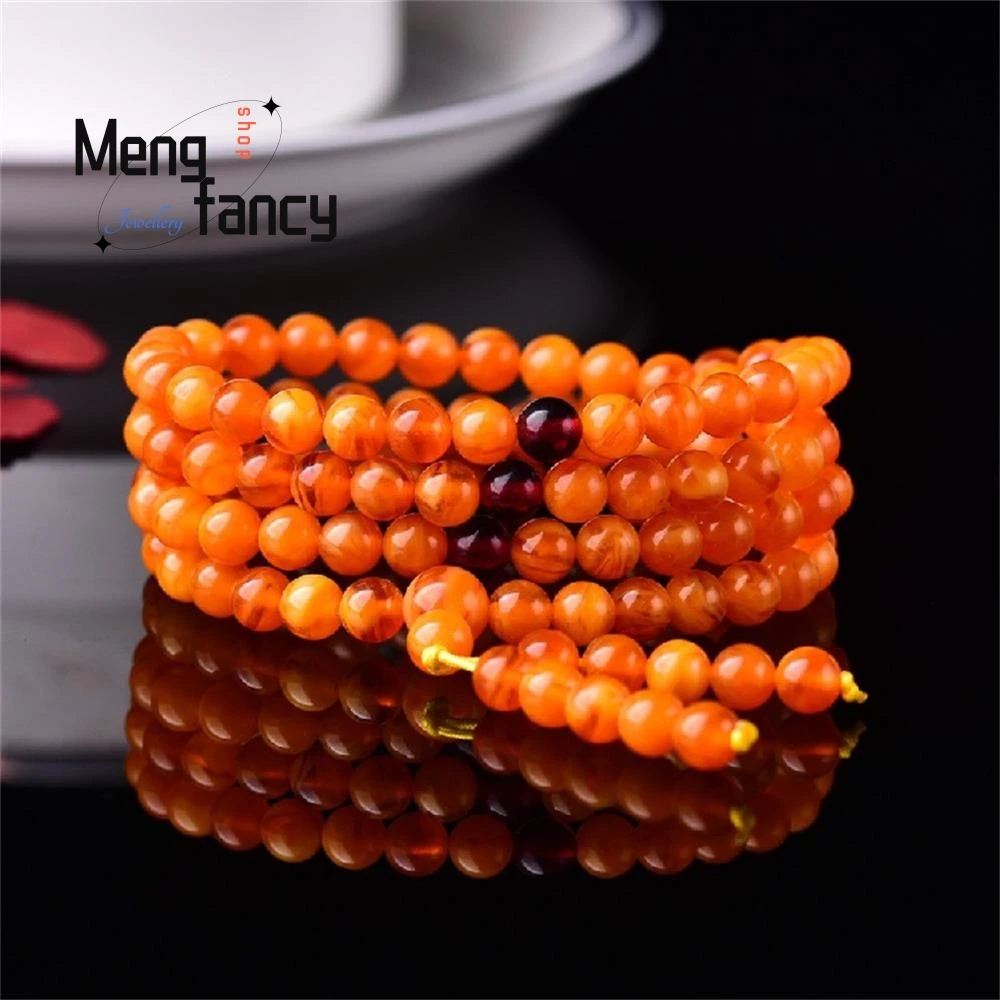 

Polish Amber Old Beeswax 108Pcs Buddha Beads Necklace Rosary Bracelet Natural Luxury Fashion Jewelry Best Selling Holiday Gifts