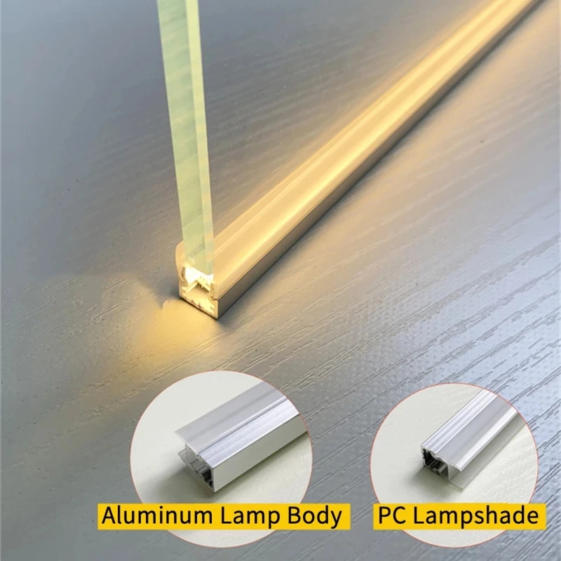 8MM Glass Panel Lights Aluminum Led Profile 0.5M/0.8M/1M Showcase Cupboard Cabinet Light Channel Laminated Hard Light Bar DC12V