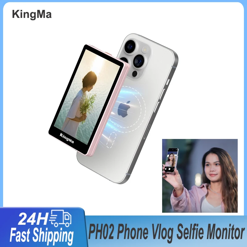 Kingma PH02 Magnetic Phone Vlog Selfie Monitor Screen for iPhone 16 15 pro max Android Magsafe Phone Rear Camera mini display