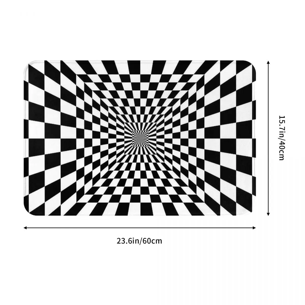 3D Vortex Illusion Black And White Checkered Doormat Water oil proof Carpet Rug Kitchen Entrance Home Floor Mat for Bedroom Mats