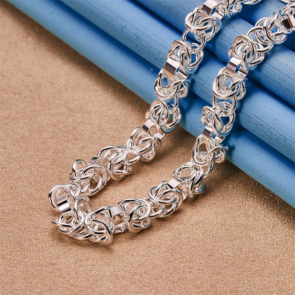 925 Sterling Silver Exquisite Braided Necklace Men Women Fashion Party Engagement Accessories