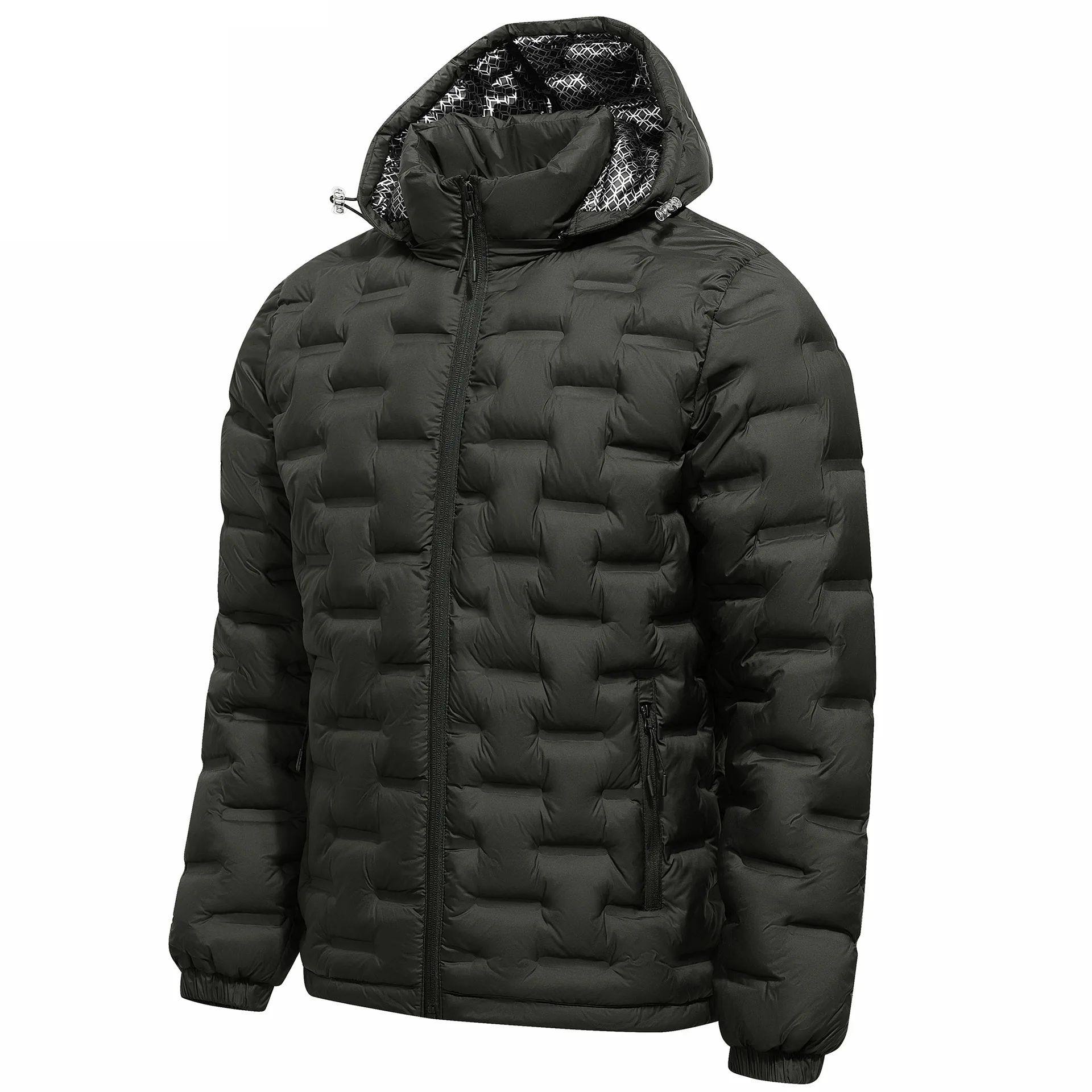 Men Hooded Lightweight Down Jackets New Fashion Multi Grid Casual Parkas Male Slim Fit Warm Coats Trendy Winter Parkas Size 4XL