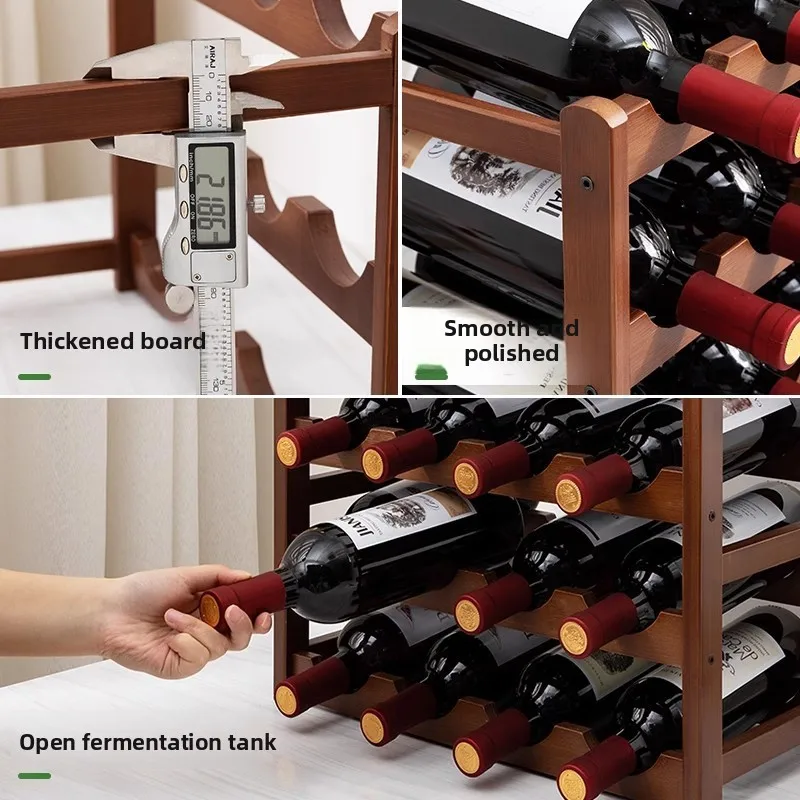 Red Wine Rack Decoration Household Grid Wine Display Rack Table Creative Wine Bottle Rack Simple Wine Cabinet Assemble Storage R