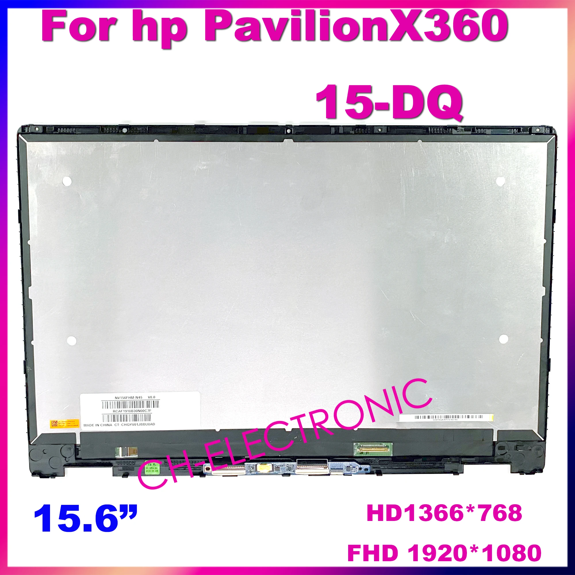 

15.6'' For Hp Pavilion x360 15-DQ 15-dq0001ur 15-dq0002nw LCD Touch Screen Digitizer Assembly TPN-W140 L51357-001 With Frame