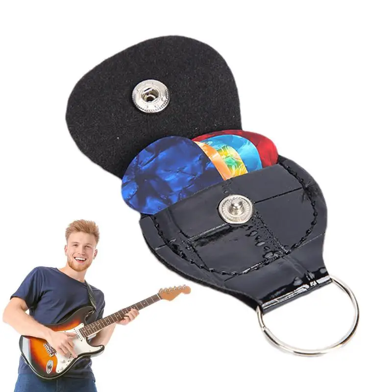 Guitar Pick Box Multipurpose Storage Case with Keyring Portable Pick Organizer Bags Stylish Pick Pouches for Guitarist Musician