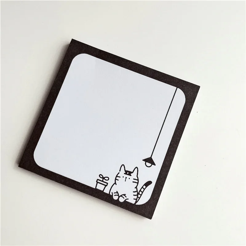 50 Blatt Schreibwaren für die Schule, Cartoon-Motiv, niedliche Katze, Notizblock, einfacher Stil, Kawaii-Nachrichtenpapier, Notizen für Studenten, To-Do-Listen