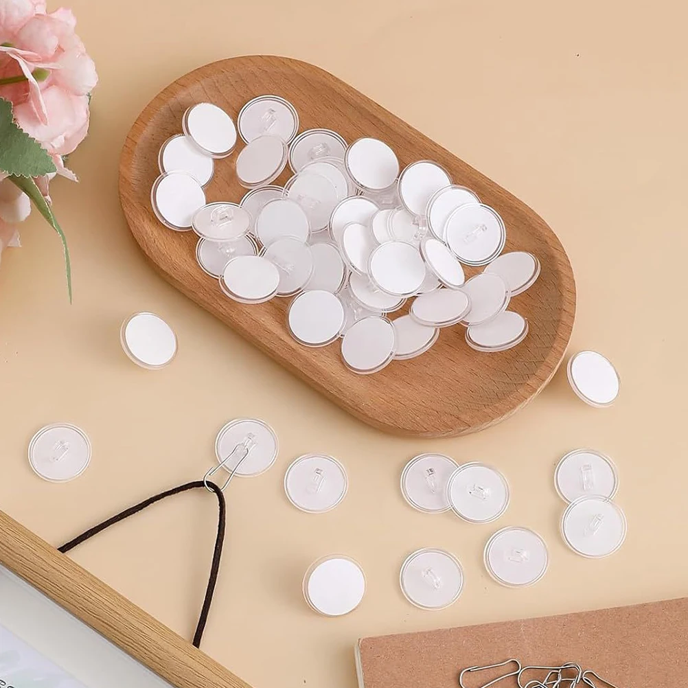 

50pcs No Trace Hooks Clear Ceiling Adhesive Strong Hold for Lanterns Flower Pots Banners Removable Sticky Hooks Set