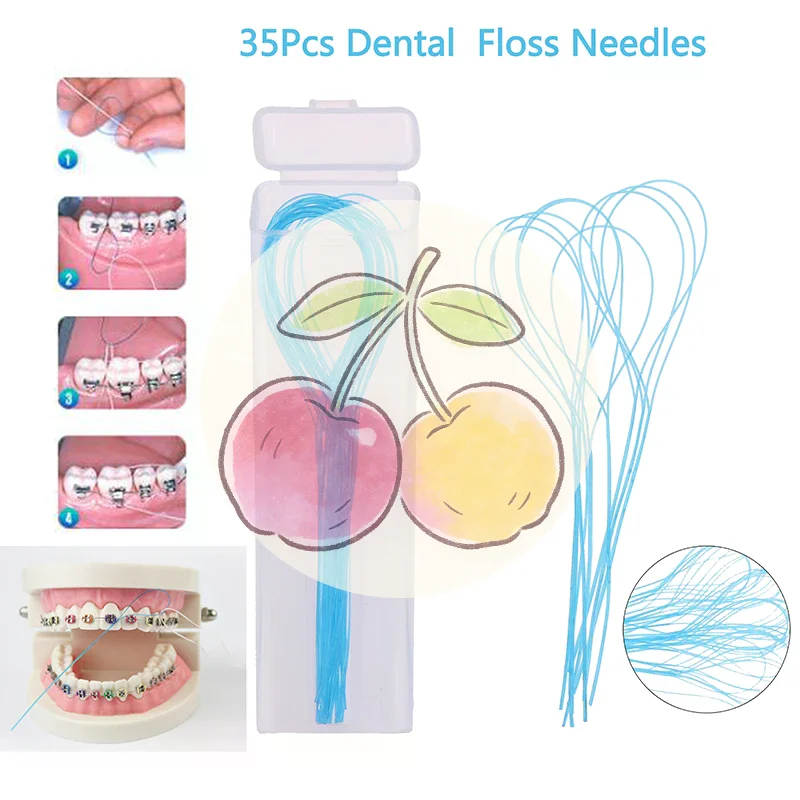 

35Pcs Dental Floss Threaders Tooth Holder Between Orthodontic Braces Bridge Hilo~