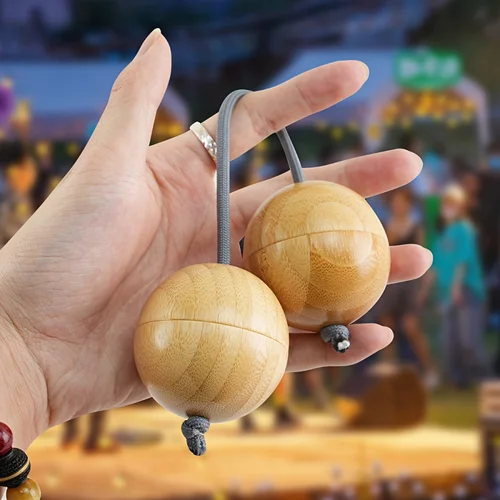 Bola de arena rítmica, bola oscilante, bola de manivela, tambor musical Kasaka, instrumento de percusión de bola de madera doble