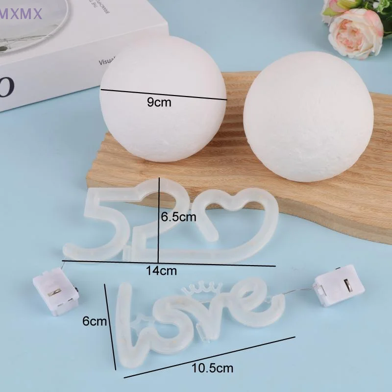 Romantico AMORE Lampada ambientale a forma di 520 Bianco/Bianco caldo Luce lunare Decorazione per anniversario di topper per torta di San Valentino