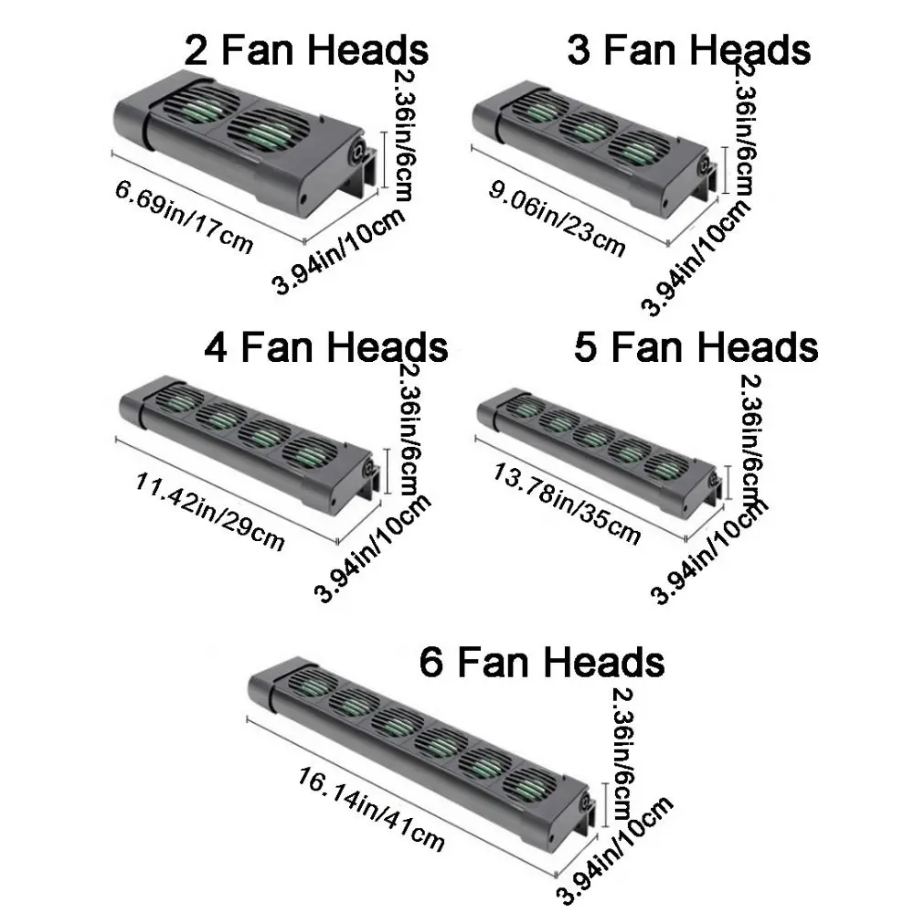 2/3/4/5/6 Head Aquarium Cooling Fans Temperature Control Silent Heat Dissipation Fan 135° Rotation US Plug Fish Tank Cooler