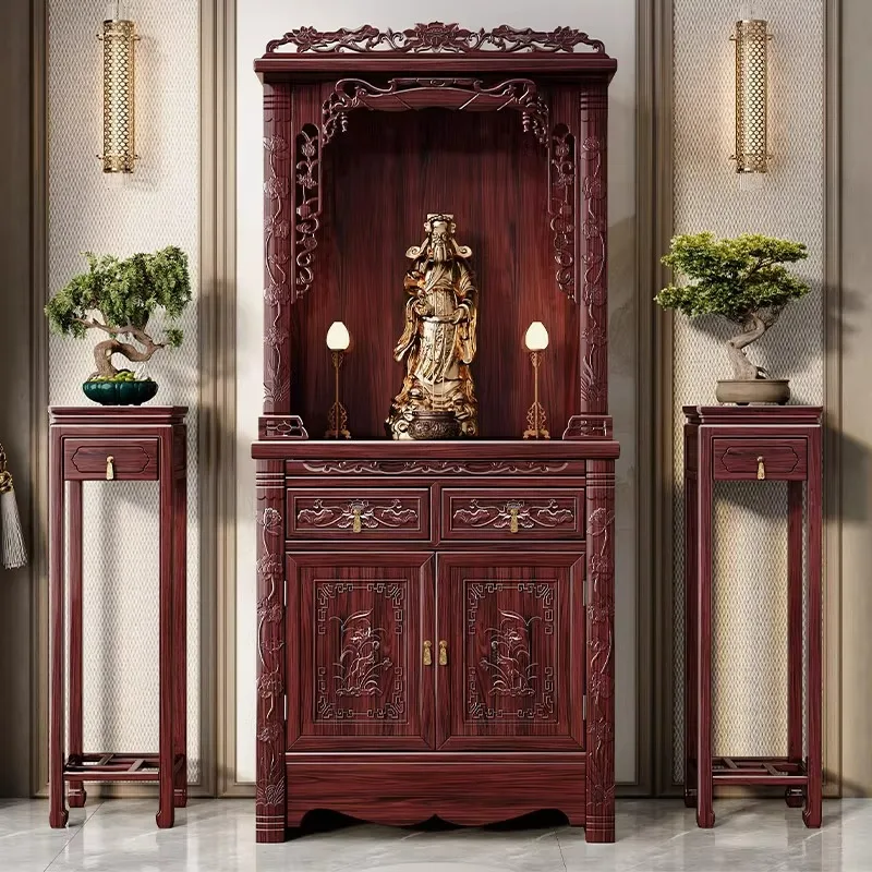 New Chinese-style sour branch wood solid wood Buddhist niche high-grade mahogany supply table vertical cabinet