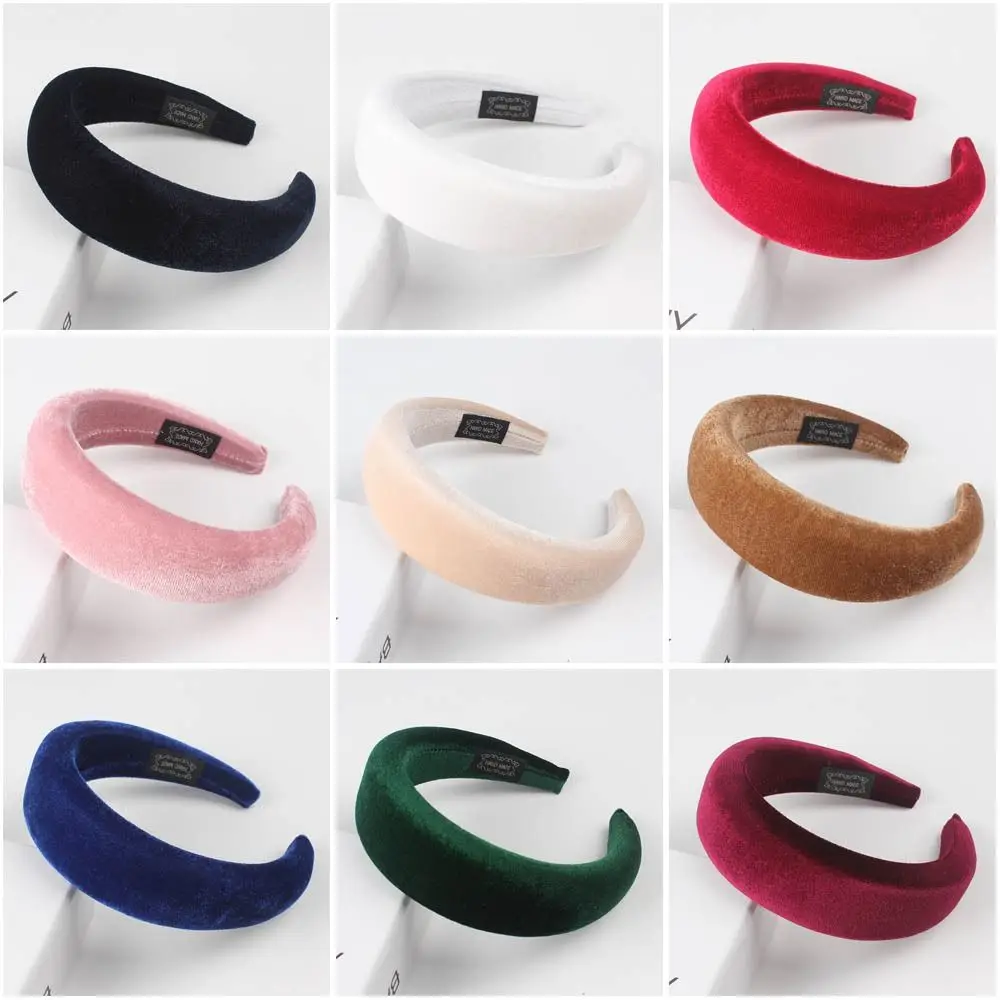 Women's Velvet Headband Padded Hairband Wide Sponge Hair Hoop Band Accessories