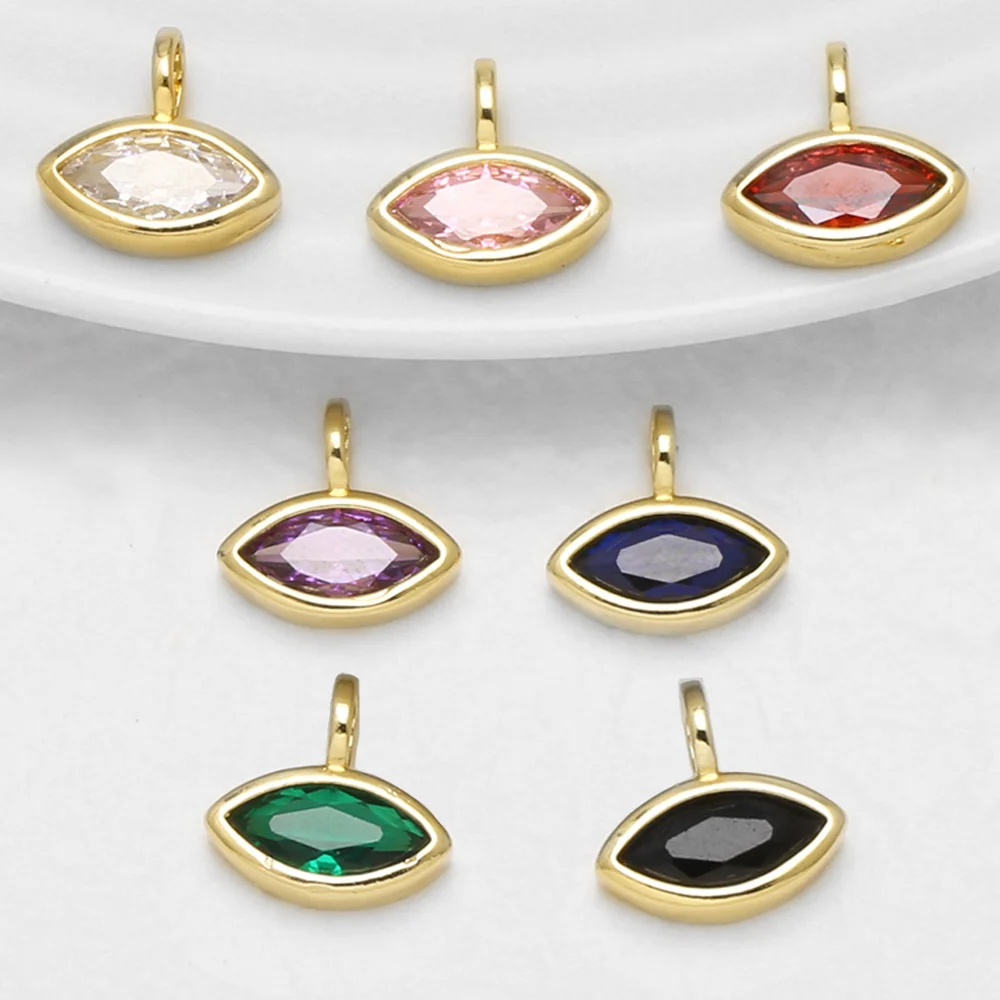 OCESRIO 3pcs Small Multicolor Crystal Evil Eye Charm for Bracelet Gold Plated Copper Jewelry Making Supplies Wholesale chma628