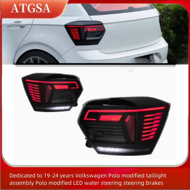 For Volkswagen Polo 2019-2024 modified taillight assembly Polo modified LED water steering steering brake