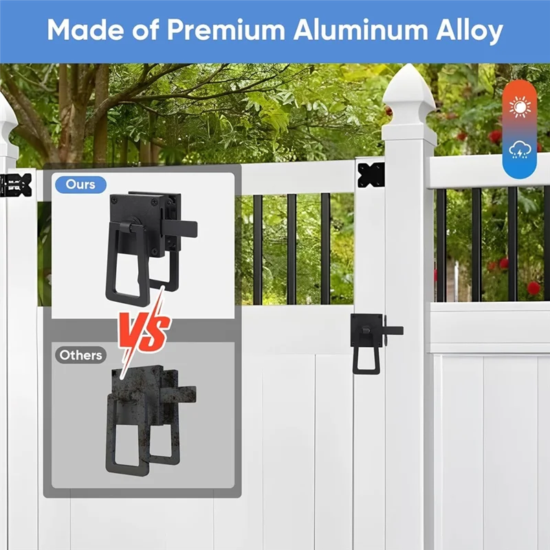 

ABKI-Heavy Duty Gate Latch, Double Side Gate Latches, Matte Black Fence Latch, Garden Door Latch, Pool Gate Latch