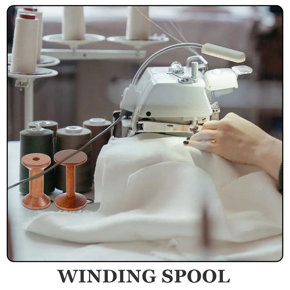 7Pcs Wooden Thread Spools Vintage Empty Wood Bobbins Sewing Thread Holder for DIY Craft Embroidery Organizer Yarn Sewing Spool view 5